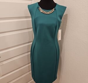 Calvin Klein Turquoise Mini Dress with Chain Detail